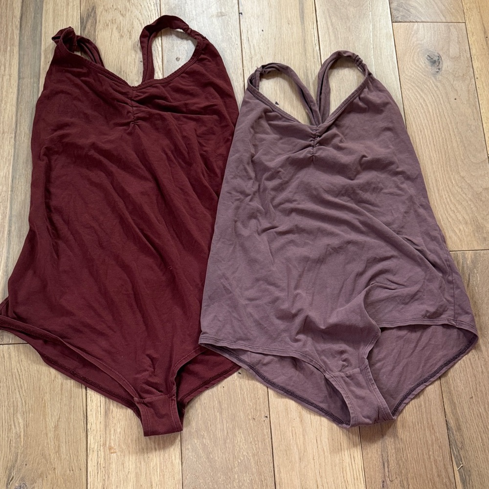 Women’s organic cotton Tank Bodysuit - Burgundy and Mauve